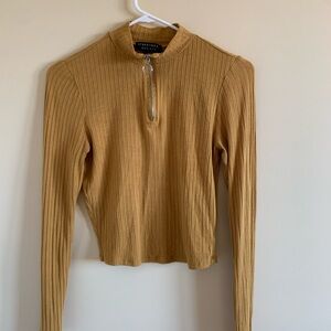 Mustard Ribbed Long Sleeve Top